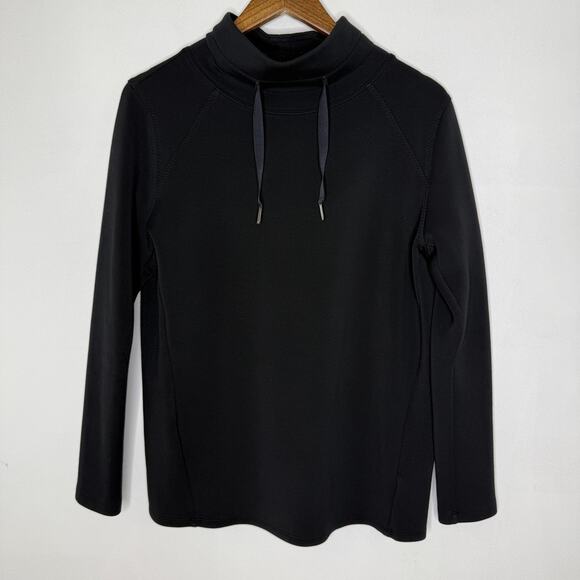 Spanx Sweatshirt Womens Medium Black AirEssentials Funnel Neck Pullover Lounge - Picture 1 of 6